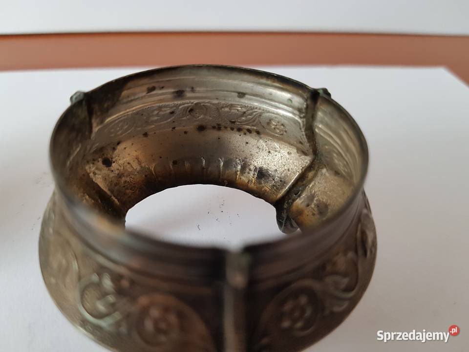 Dwie stare sygnowane solniczki z łyżeczkami ZSRR Dąbrowa Górnicza