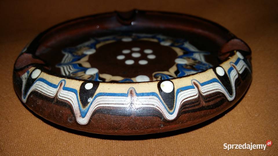 Popielniczka ceramiczna bułgarska średnica 135 odcienie brązowego Łódź