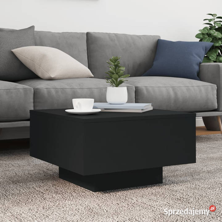 Stolik kawowy czarny 55x55x31 materiał