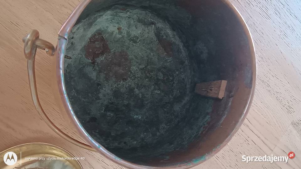 Wiaderko dzbanek miedziano mosiężny Ciechanów