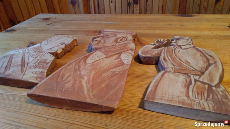 Piłsudski drewno płaskorzeźba łódzkie Sieradz