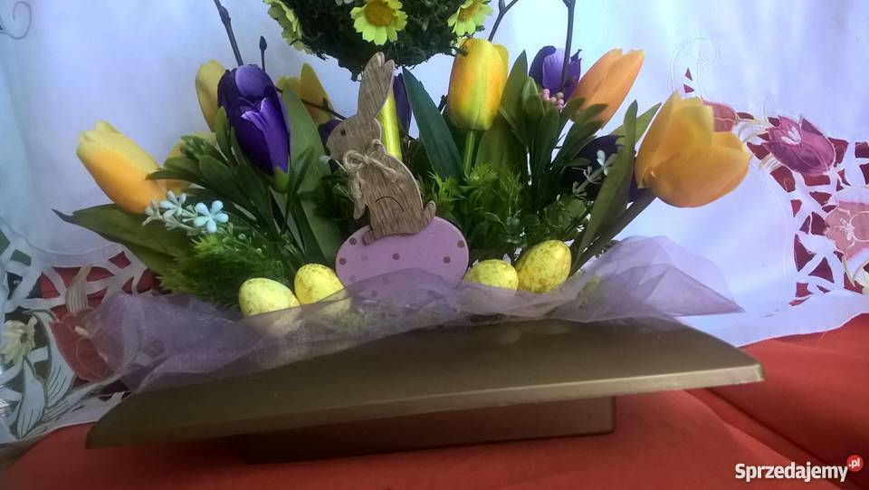 stroik tulipany wielkanoc zająć jajka pisanki Dekoracje i ozdoby Sierpc