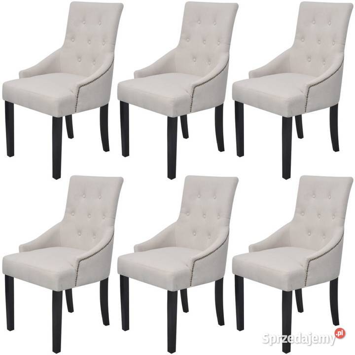vidaXL Krzesła stołowe, 6 szt., kremowe, tkanina 272507