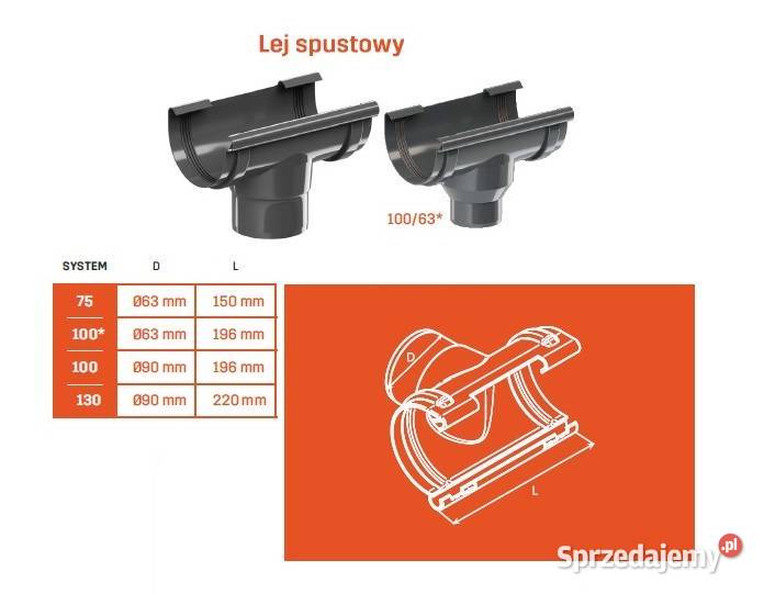 KROP PVC System rynnowy LEJ SPUSTOWY 10063 BRĄZ podlaskie Hajnówka