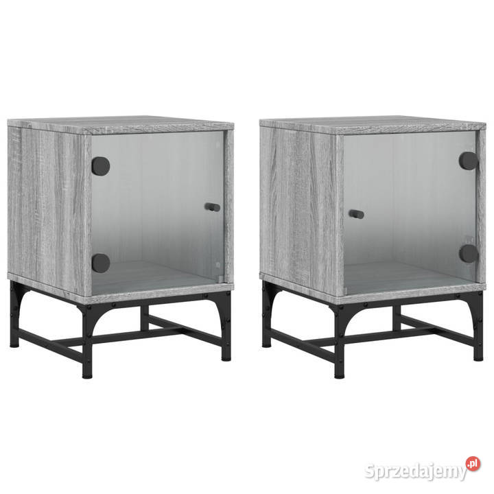 Szafki nocne 2 szklane drzwi szary dąb 35x37x50 Warszawa