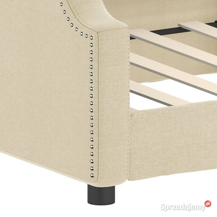 Sofa z funkcją spania kremowa obita tkaniną Warszawa sprzedam