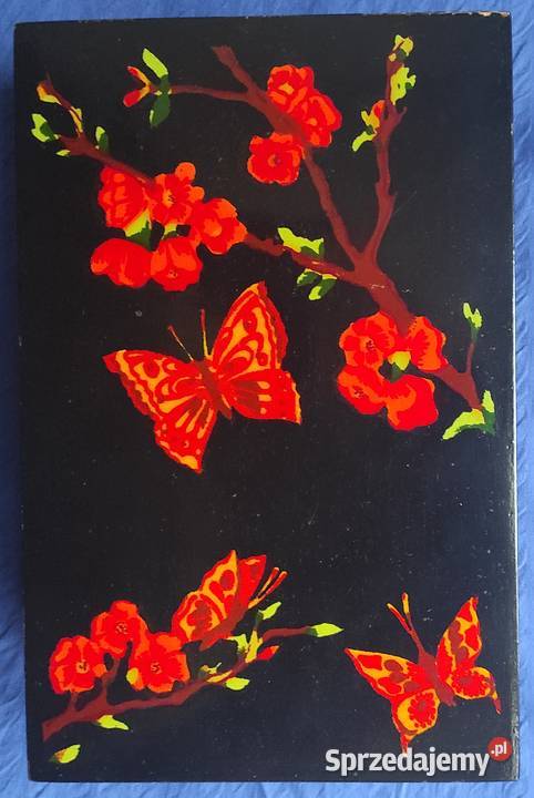 Pudełko ozdobne drewniane motyl kwiat ZSRR CCCP Warszawa