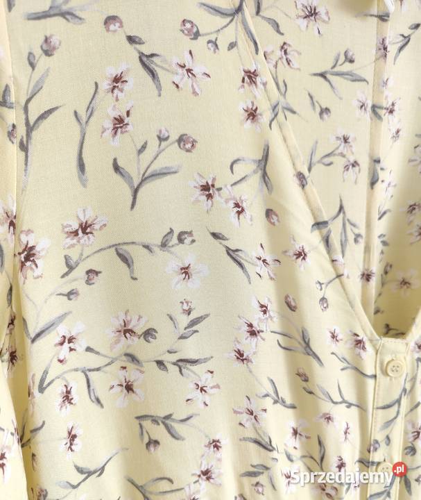 Maślana sukienka HM 50 5XL kwiaty midi tea dress Rozmiar 50 Szczecin