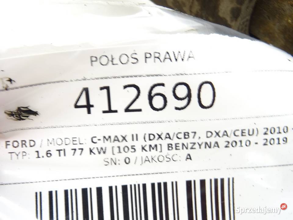PÓŁOŚ PRAWA FORD C II 16 105 1019 PRZEGUB