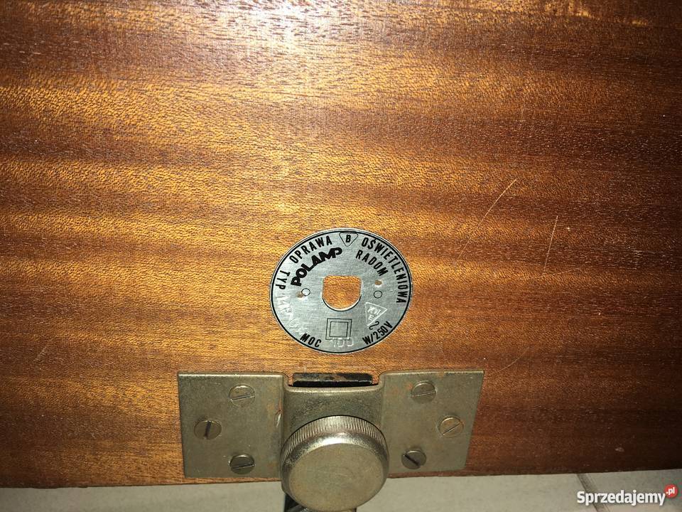 Lampa PRL ze stolikiem i gazetnikiem podłogowa 41cm wielkopolskie