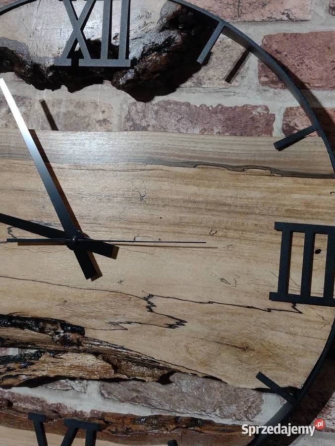 Zegar Handmade drewno i metal ścienny Zamość