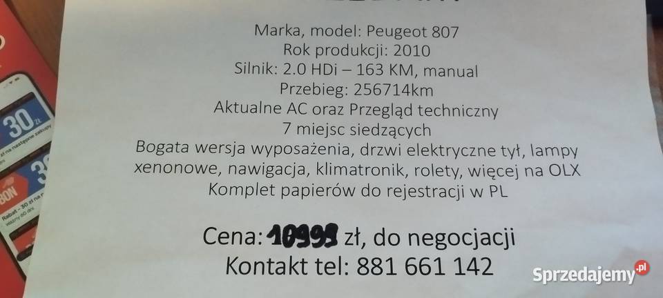 Peugeot 807 Majdan Królewski