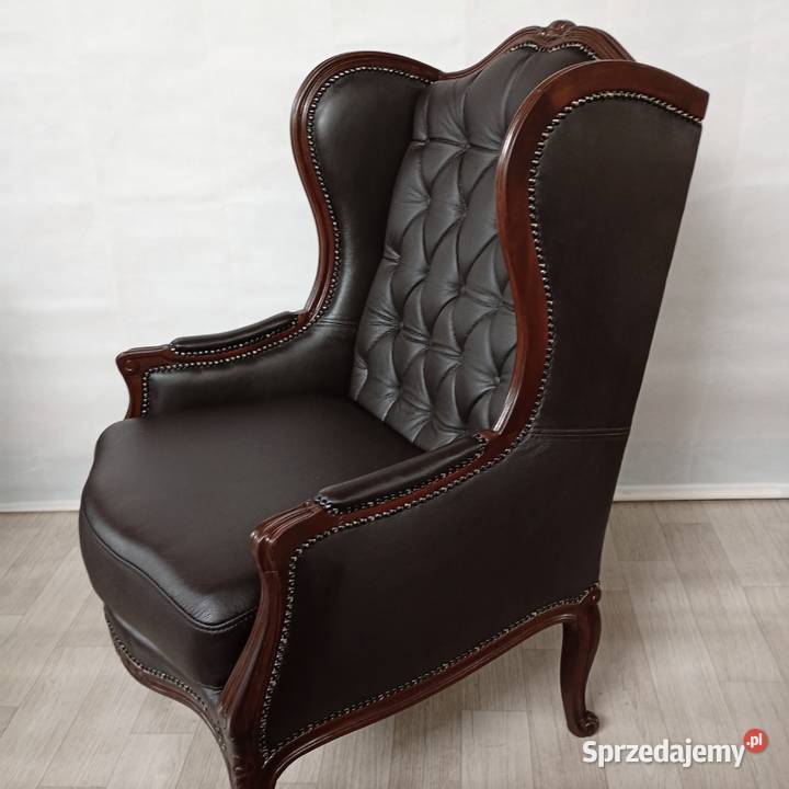 Fotel uszak Ludwikowski pełnej renowacji SKÓRA Puszczykowo sprzedam