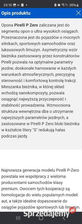 Opony Pirelli PZERO 24535 R19 Letnie 4 Zielona Góra