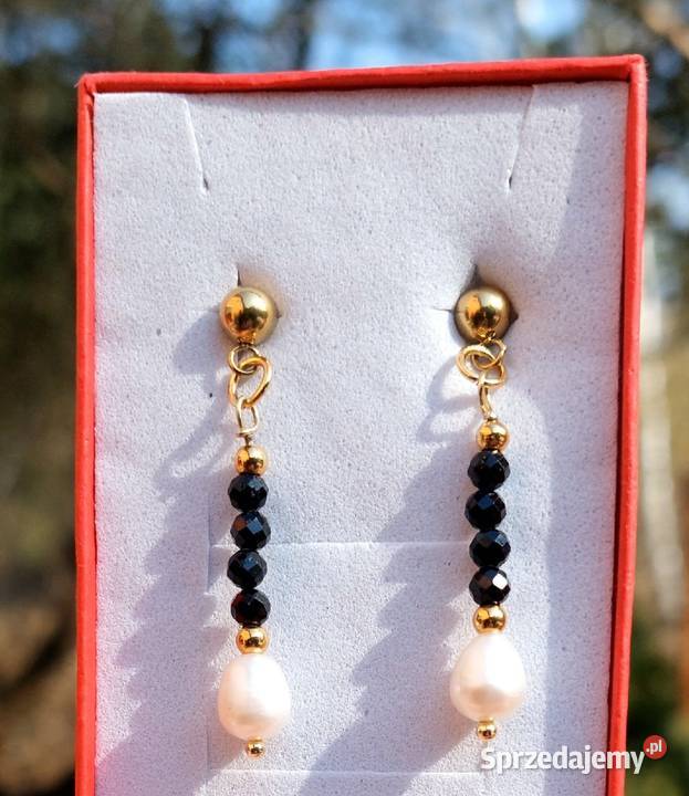 KOLCZYKI STAL SZLACHETNA SZTYFTY KAMIEŃ TURMALIN Wrocław