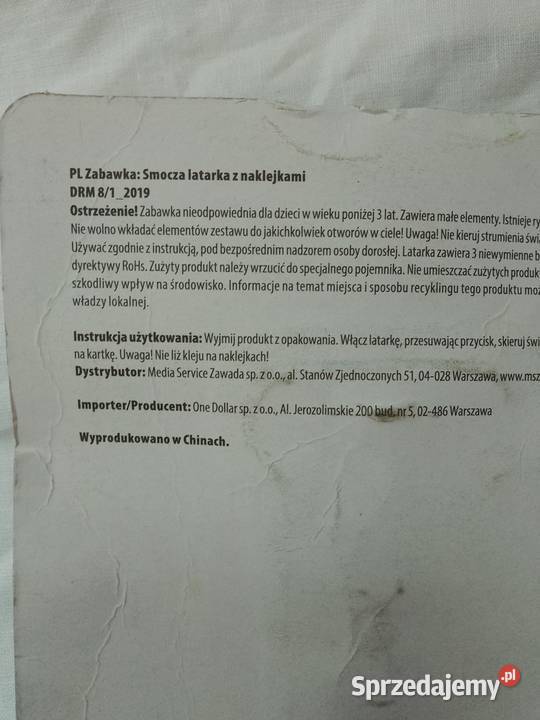 Smocza latarka z naklejkami wytresować smoka 3 Chrzanów sprzedam