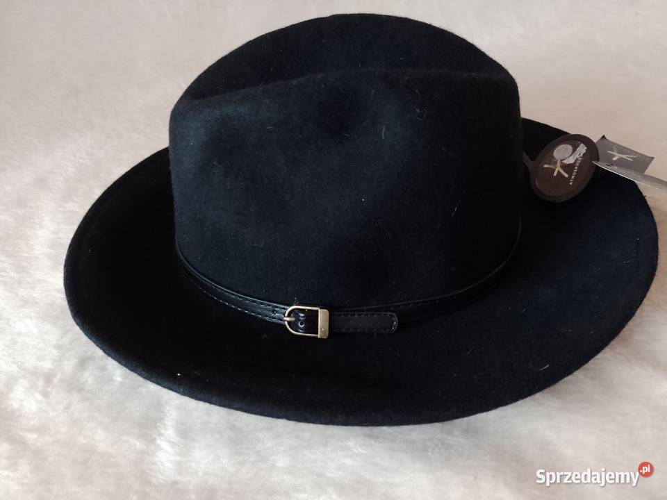 Wełniany Czarny kapelusz z Londynu 100 WełnaNOWY Dla kobiet małopolskie Kraków