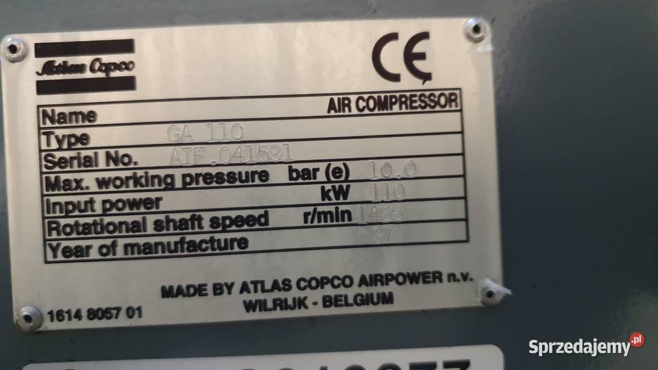 Sprężarka śrubowa ATLAS COPCO GA110 110kW Wilków