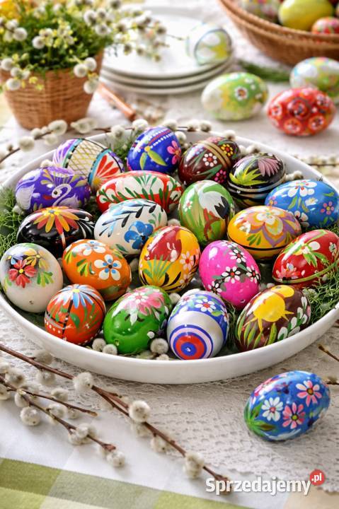 Pisanki drewniane ręcznie malowane, Polska pisanka tradycyjne Polskie wzory