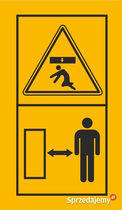 Naklejka BHP ostrzegawcza na maszyny Kamionna