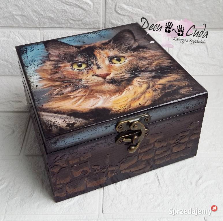 Pudełeczko szkatułka z kotem decoupage Kraków
