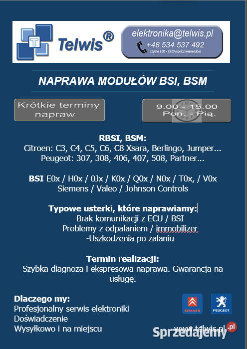 Naprawa modułów BSI BSM mazowieckie Warszawa serwis