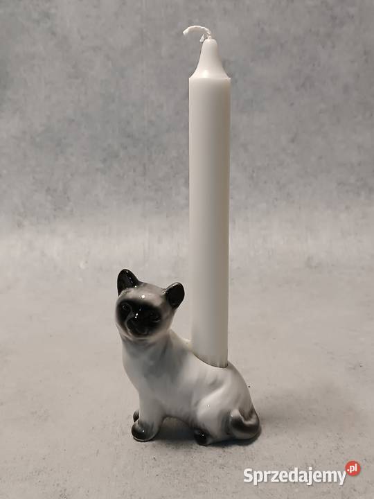 Porcelanowy Świecznik Kot Kotek Figuralny Zakopane sprzedam