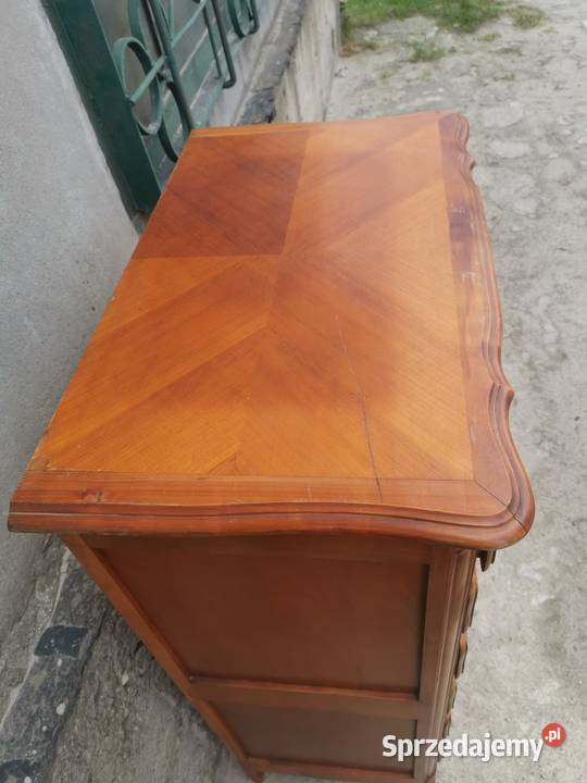 Wysoka dębowa stylizowana komoda szyfoniera