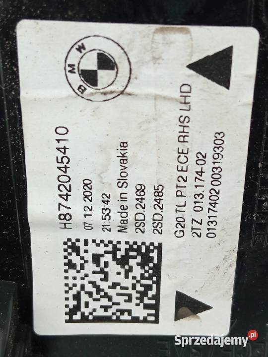 LAMPA TYŁ W KLAPĘ PRAWA SEDAN H8742045410 Bmw sprzedam