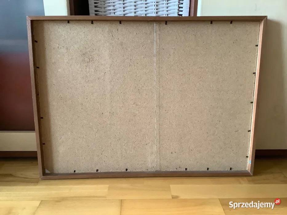 Ikea obraz drewniana rama tulipany kwiaty szkło beżowy