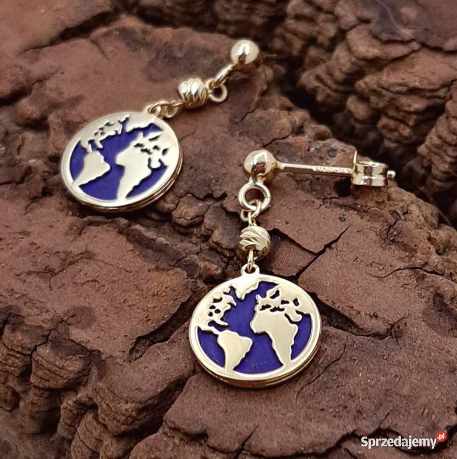 Kolczyki Złote pr585 Kontynenty na Lapisie Z591 złote