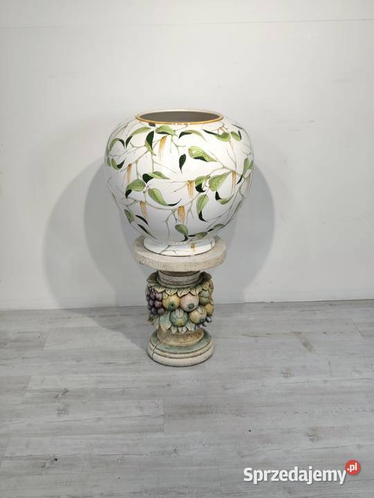 Wazon amfora włoska porcelanowy z podstawą Poddębice