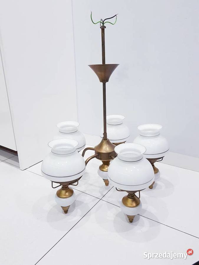 Stary mosiężny żyrandol z prlu rustykalny Dąbrowa Górnicza sprzedam