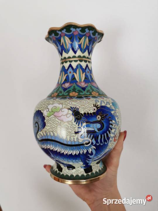 Chiński wazon cloisonn ze smokiem koniec XIX Rzeszów