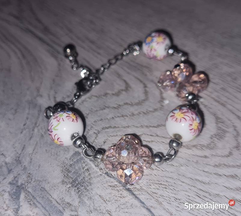 Bransoletka damska koraliki róż Łódź