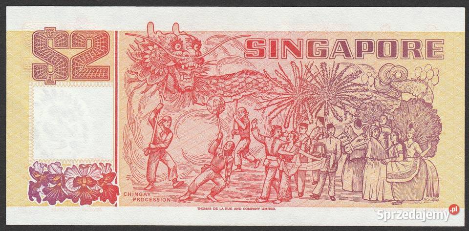 SINGAPUR 2 DOLARY 1990 STAN UNC Łódź