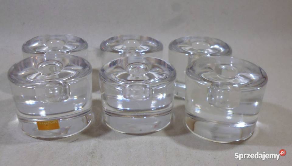 Świeczniki Kryształowe Orrefors Szwecja 6 Porcelana i szkło