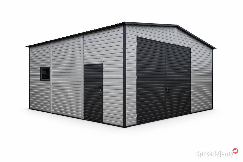 Garaż blaszany 53x64 szary antracyt dwuspadowy