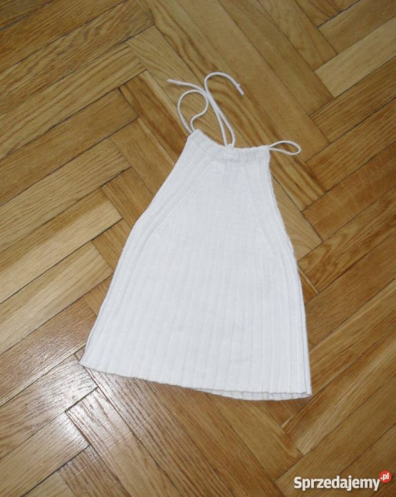 BIAŁY FANTAZYJNY TOP Z DEKOLTEM HALTER RM Łódź sprzedam