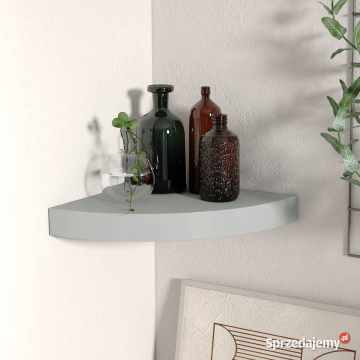 Narożna półka ścienna szara 25x25x38 MDF mazowieckie