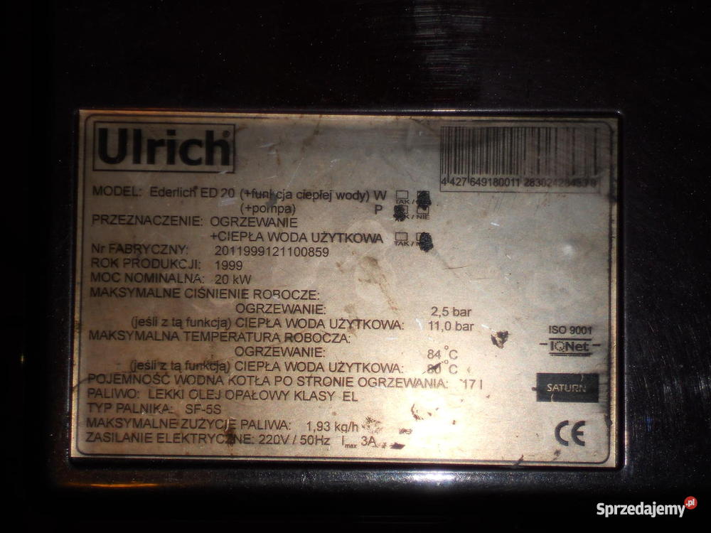 Piec co olejowy Urlich Ederlich ED20 KW