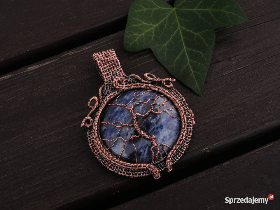 Dwustronny wisior drzewo życia sodalit rękodzie Wieliczka