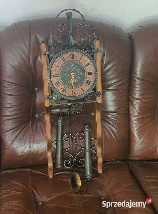 Meble dębowe skórzane 311 ława zegar plus lampa Leżajsk sprzedam