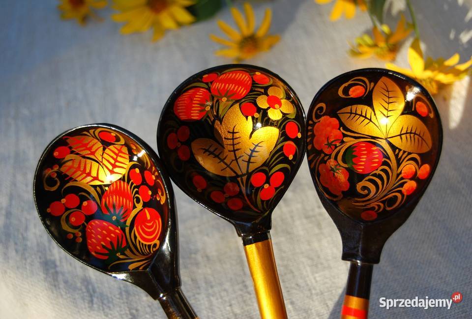 Chochłoma ręcznie malowane rosyjskie łyżki Lublin