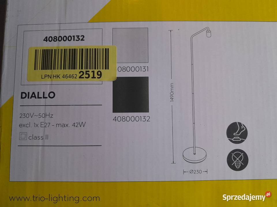 Lampa stojąca czarna Trio Diallo E27 nowa outlet Dąbrowa Górnicza
