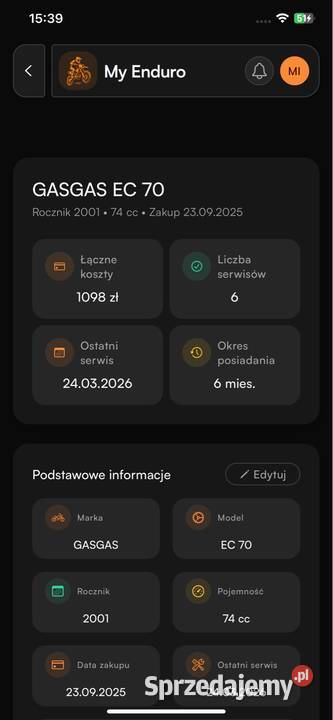 GasGas EC 70 Remoncie czerwony