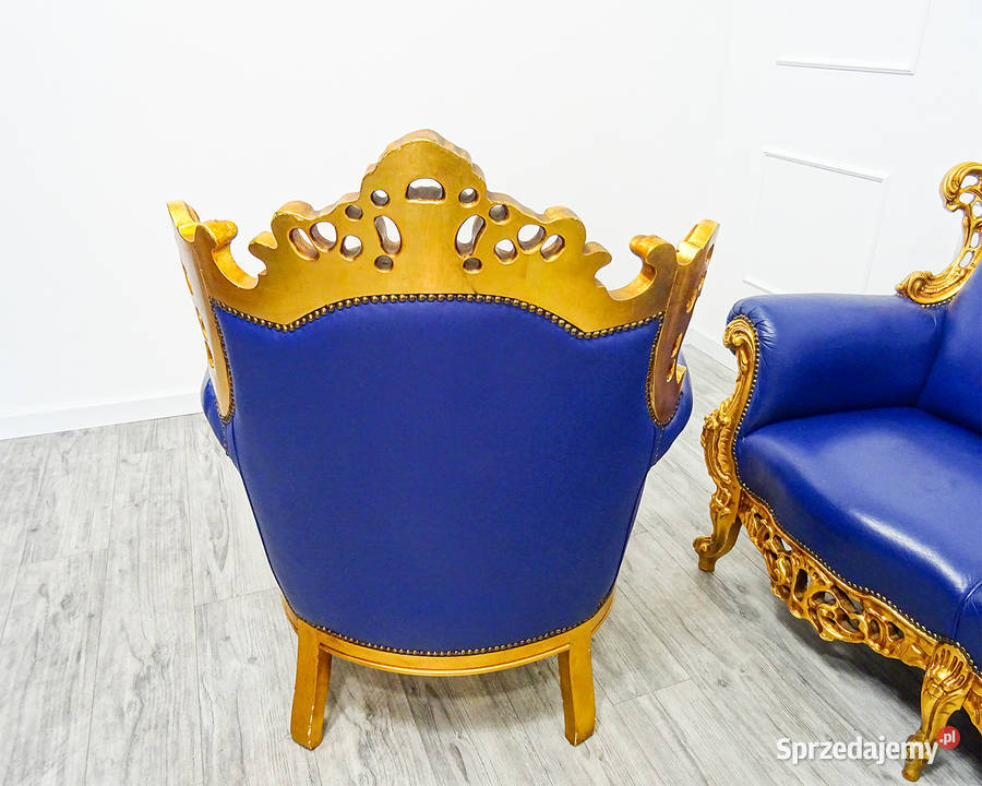 Włoski KOMPLET MEBLI do SALONU Ludwik BUK SKÓRA Kalisz