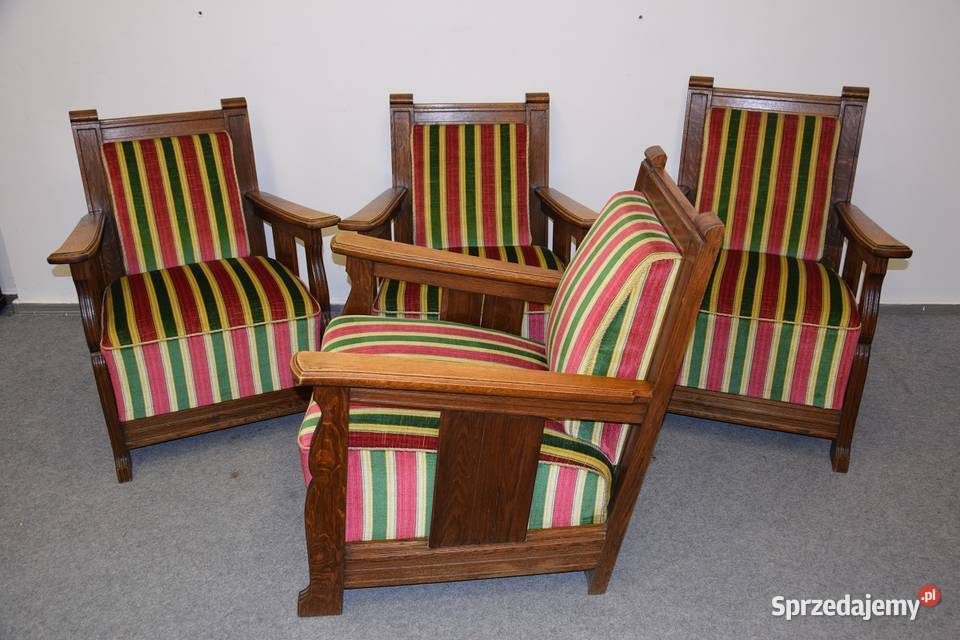 fotele dębowe 4 sztuki super stan Olsztyn sprzedam