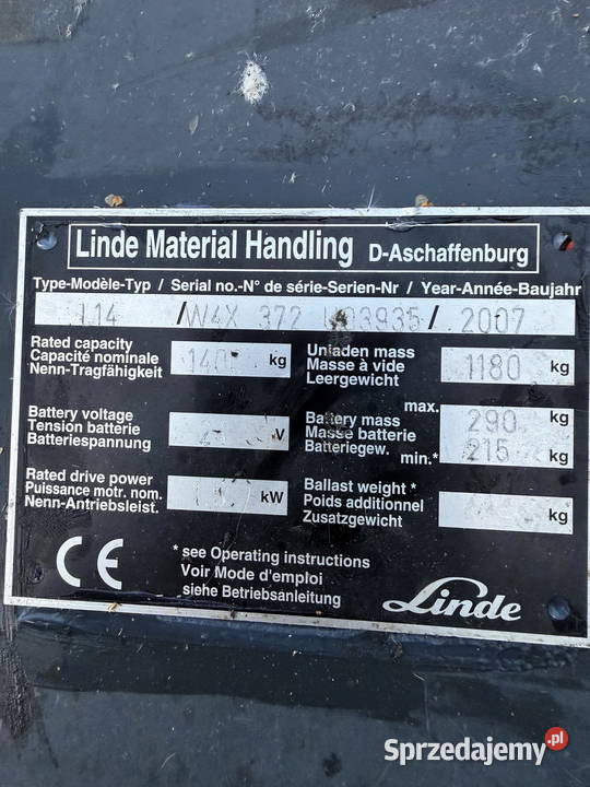 paleciak elektryczny z masztem LINDE L14 łódzkie Działoszyn