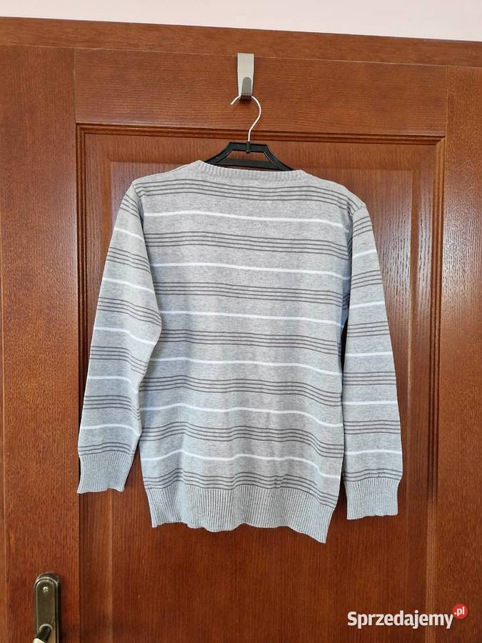 Sweter szary w paski chłopięcy 910 lat rozmiar Bibice